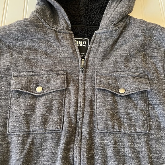 3/$25 SALE Urban Pipeline Boys XL Gray Full Zip Hoodie Faux Fur Lined Sweatshirt - Picture 2 of 9